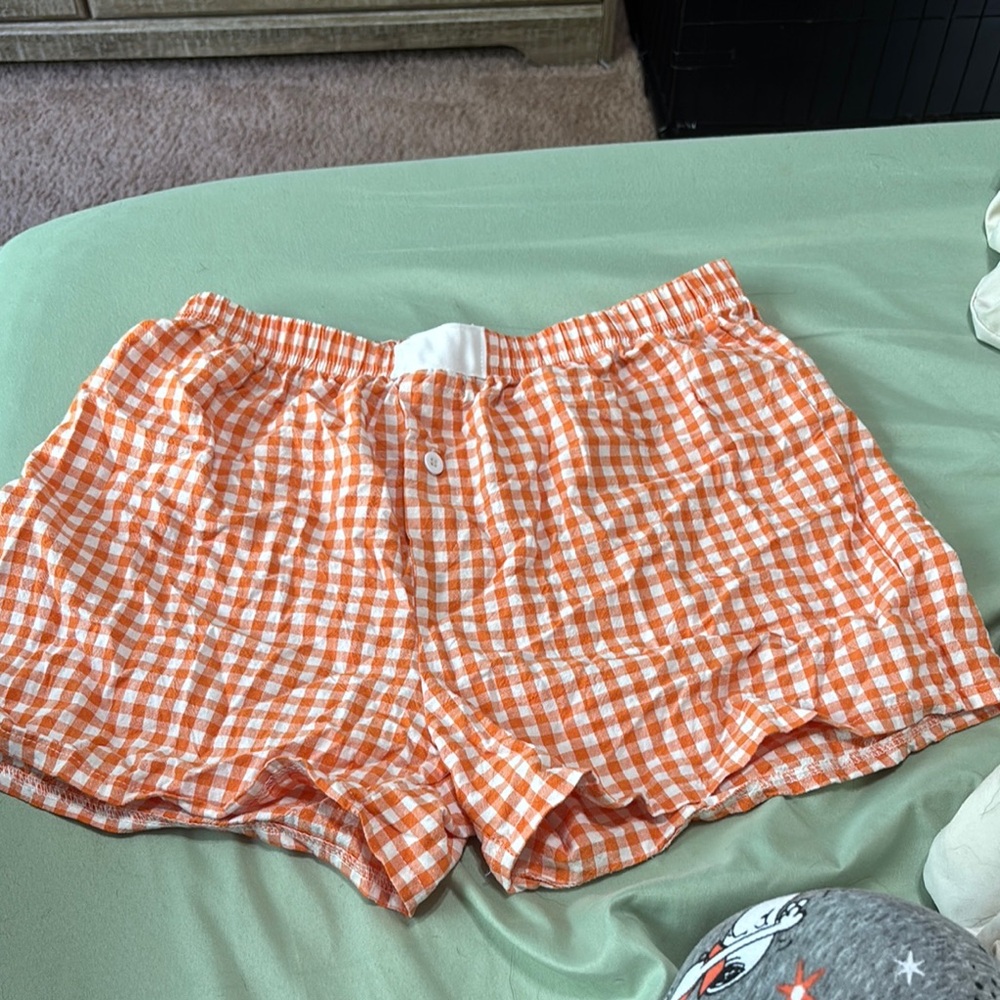 Orange Gingham Women's Shorts